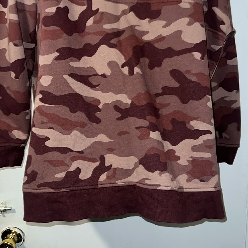 OLD NAVY Burgundy Camo 1/2 Zip Oversize French Terry Funnel Neck Sweatshirt-L - Picture 7 of 11